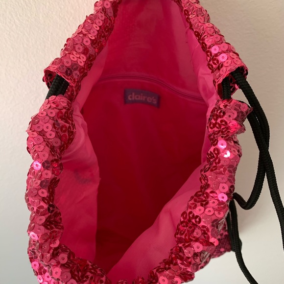 🌸 3/$10 Pink Sequence Drawstring Bag - Picture 7 of 9